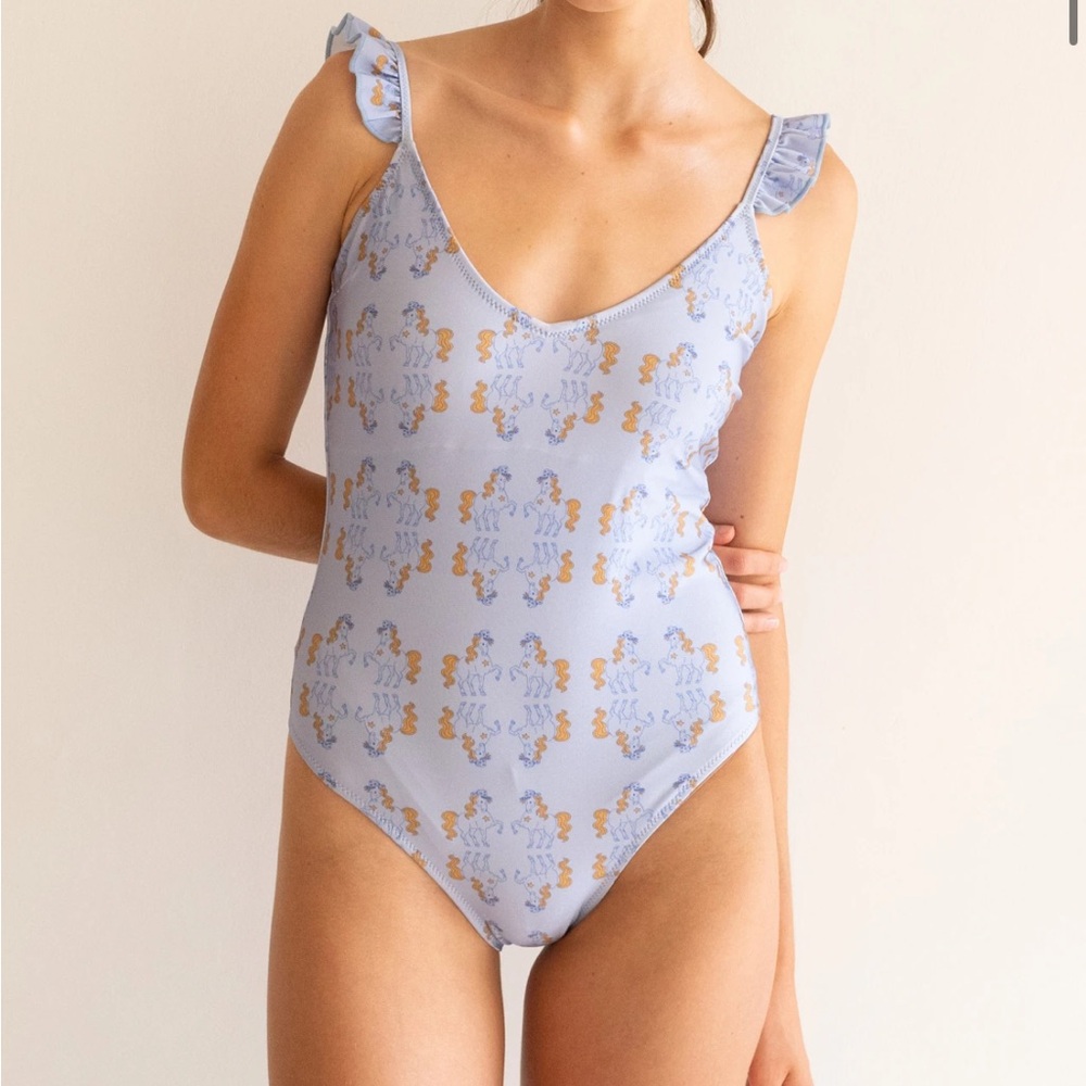The Tiny Big Sister Tiny Cottons Mirrored Horses One-Piece Swimsuit size 36
